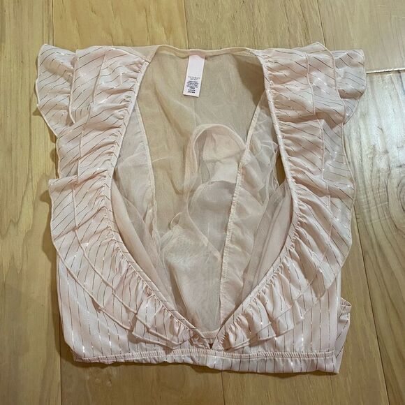 Victoria's Secret Pink Gold Metallic Stripe Bodysuit Small - Picture 12 of 14